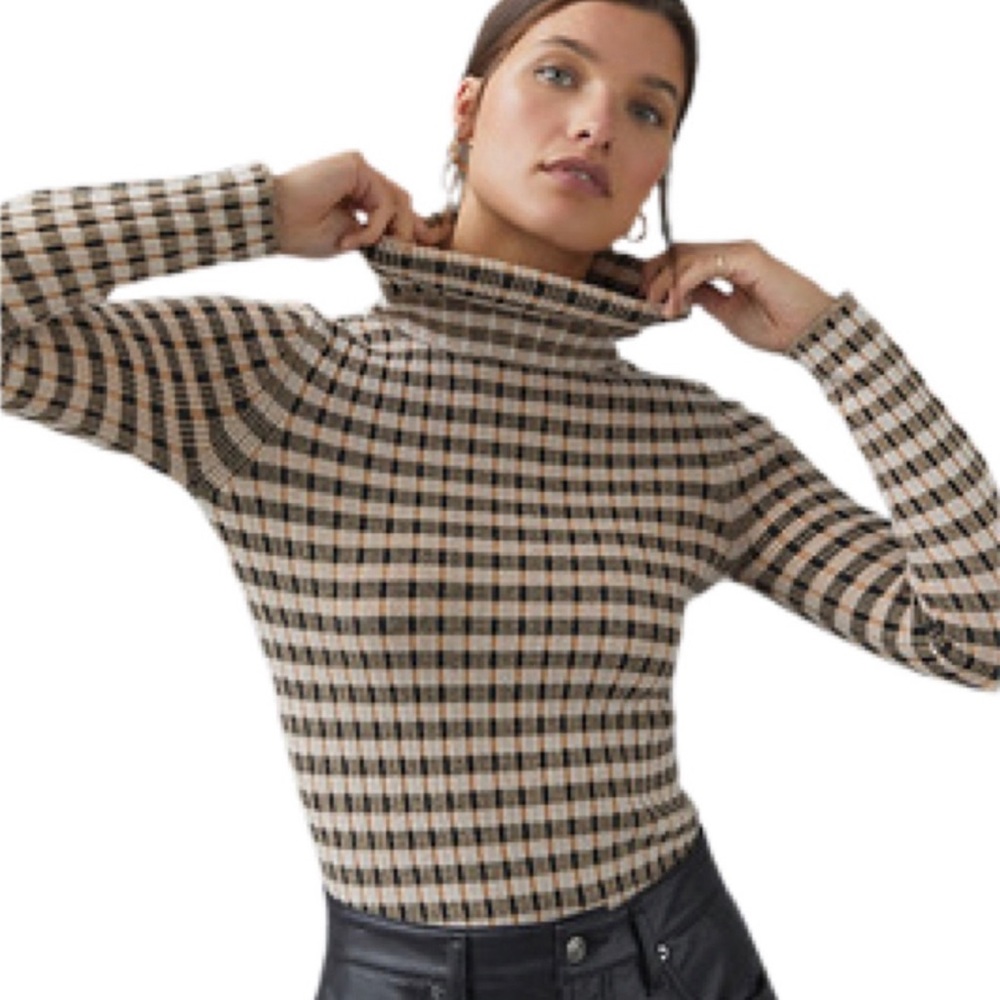 Anthropologie fitted striped turtleneck